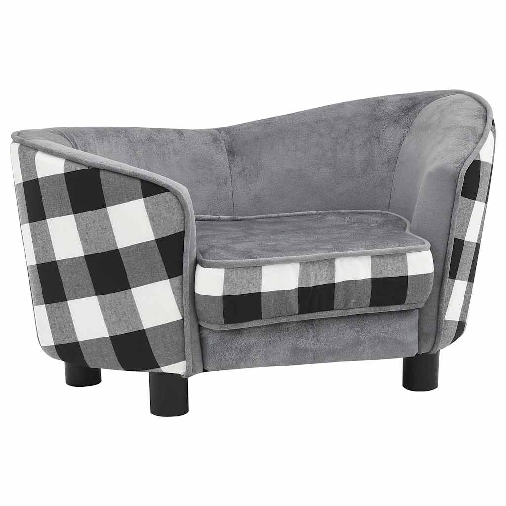 Hondenbank 68x38x38 cm pluche grijs