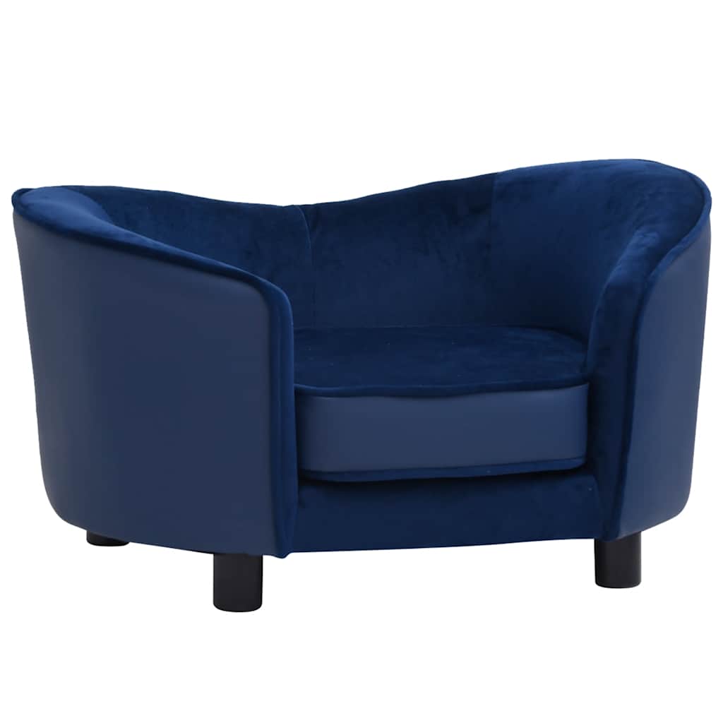 Hondenbank 69x49x40 cm pluche en kunstleer blauw