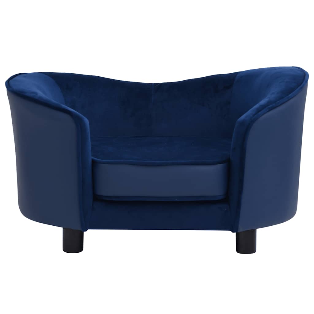 Hondenbank 69x49x40 cm pluche en kunstleer blauw