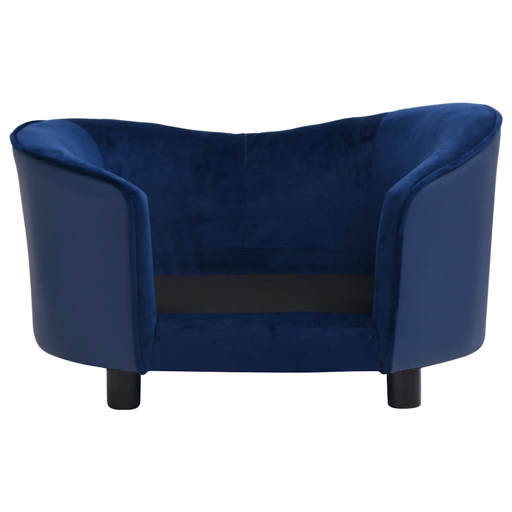 Hondenbank 69x49x40 cm pluche en kunstleer blauw