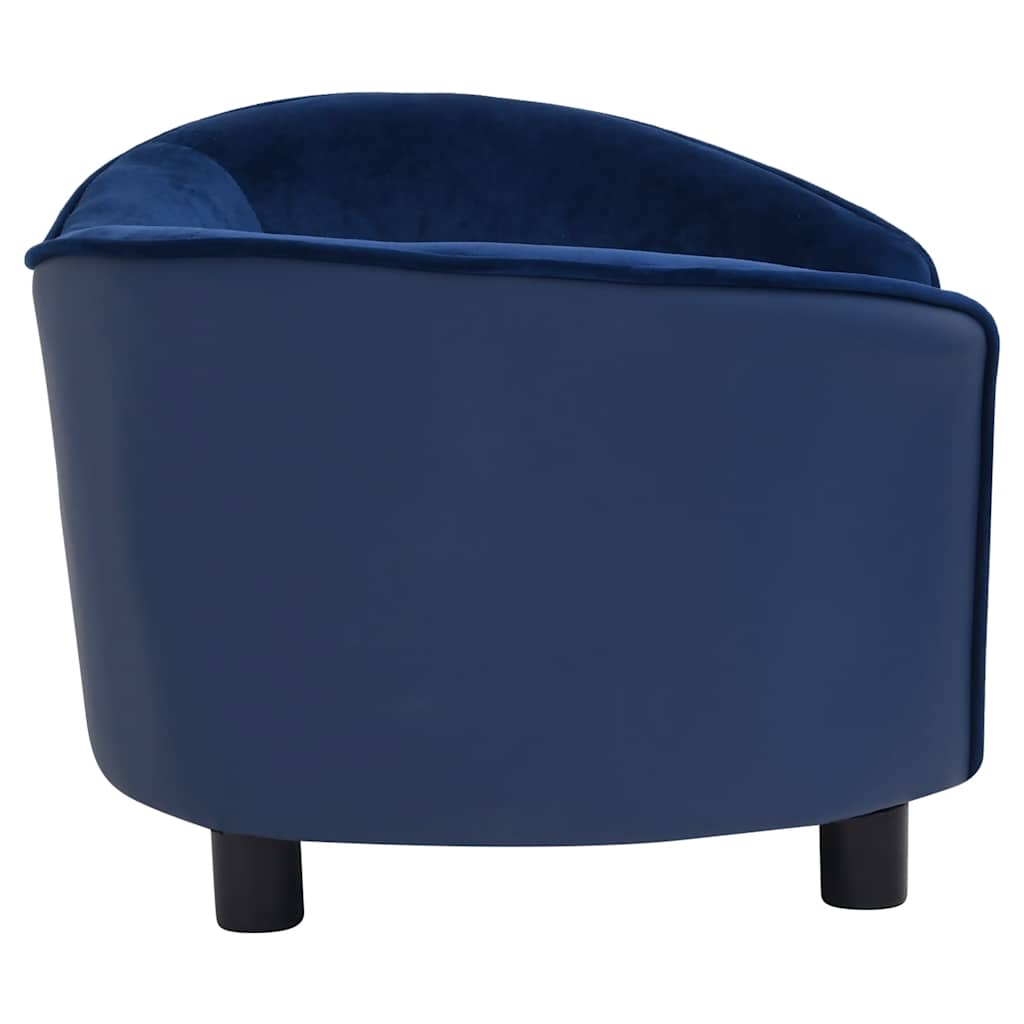 Hondenbank 69x49x40 cm pluche en kunstleer blauw