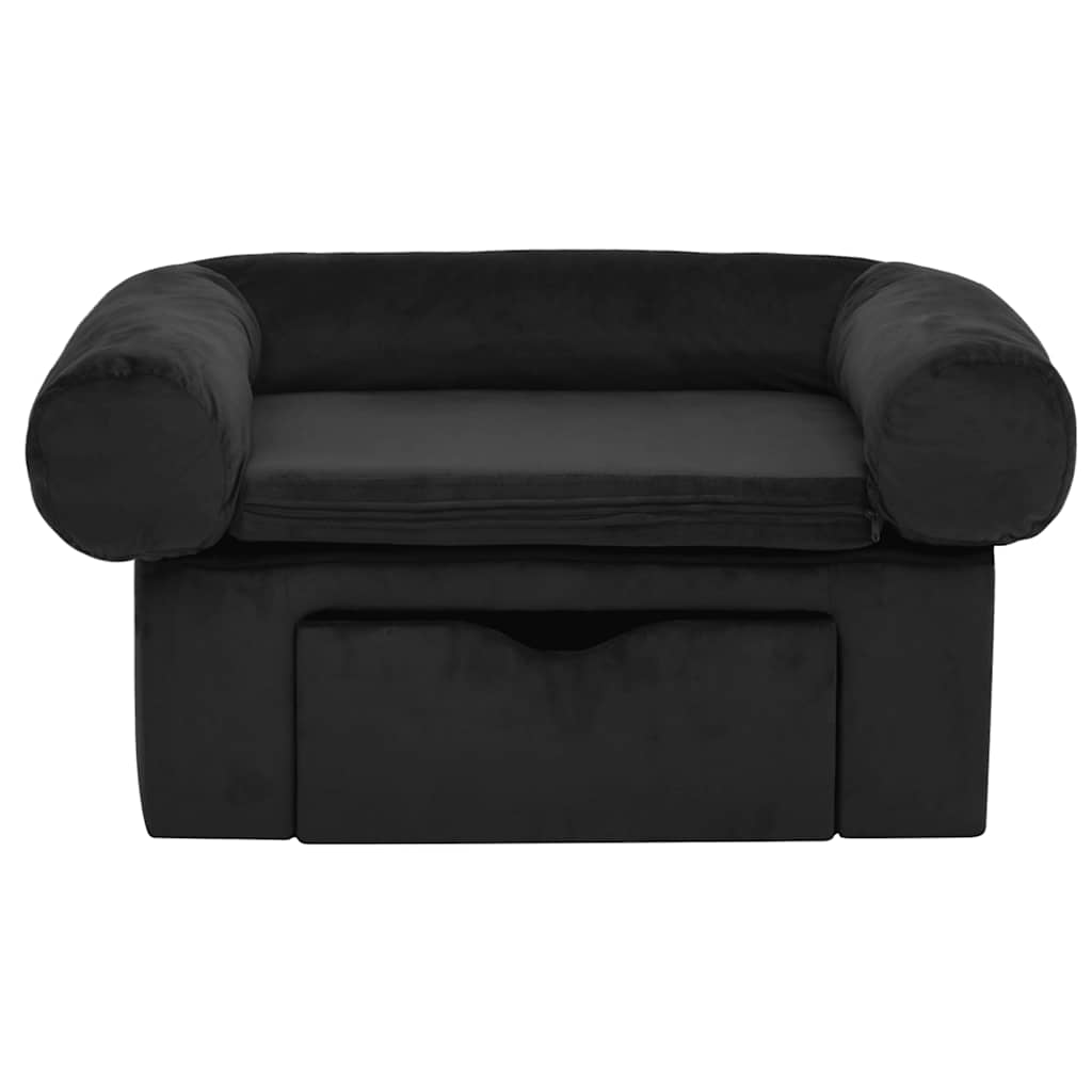 Hondenbank met lade 75x50x38 cm pluche zwart