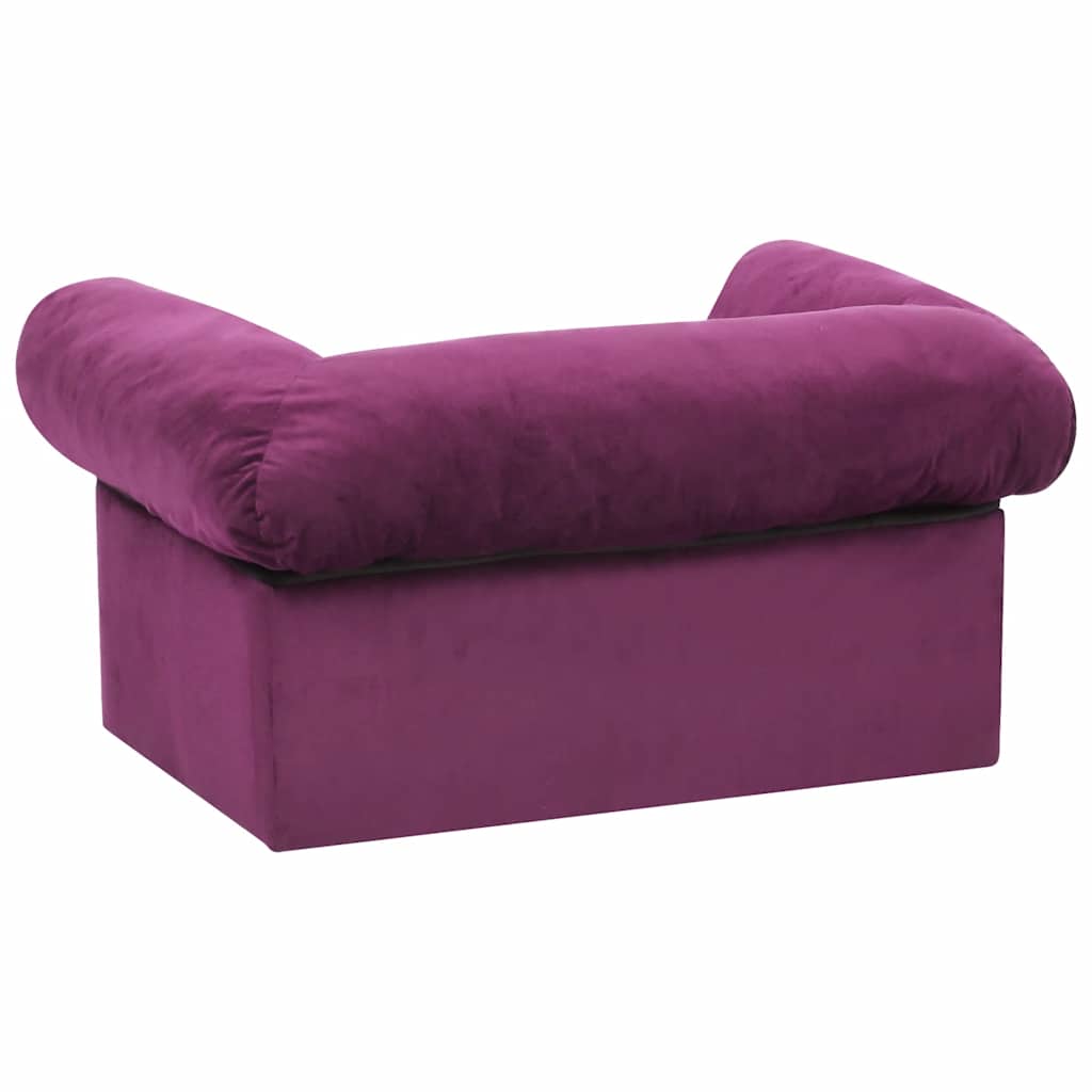 Hondenbank met lade 75x50x38 cm pluche bordeauxrood