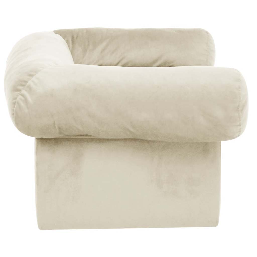 Hondenbank met lade 75x50x38 cm pluche crèmekleurig
