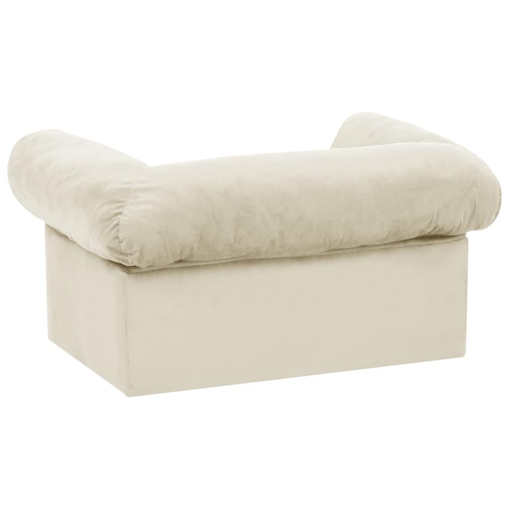 Hondenbank met lade 75x50x38 cm pluche crèmekleurig
