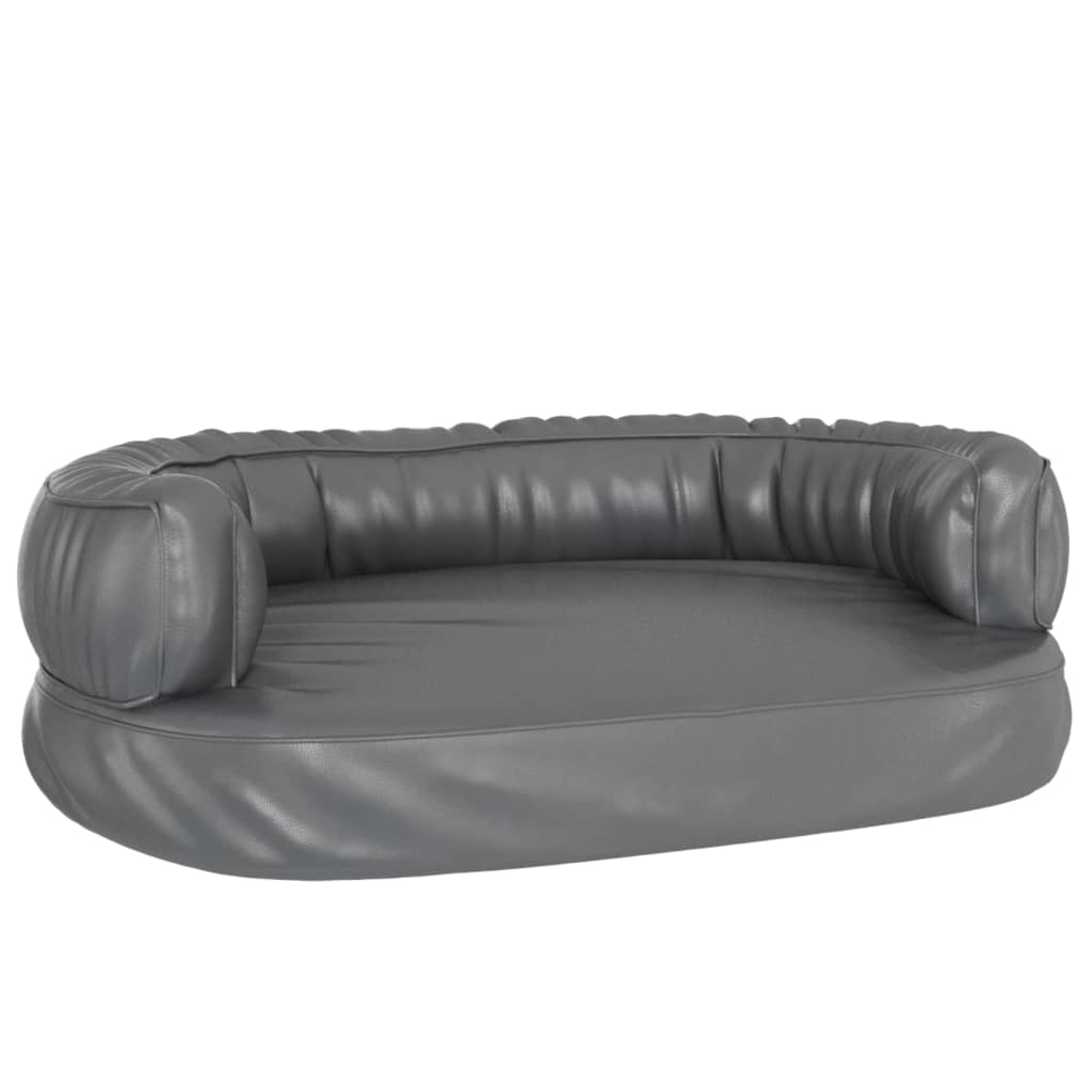 Hondenmand met ergonomisch schuim 60x42 cm kunstleer grijs