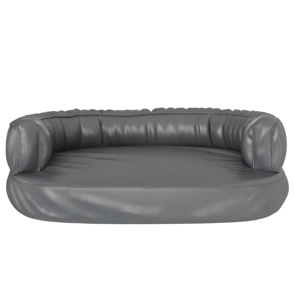 Hondenmand met ergonomisch schuim 60x42 cm kunstleer grijs
