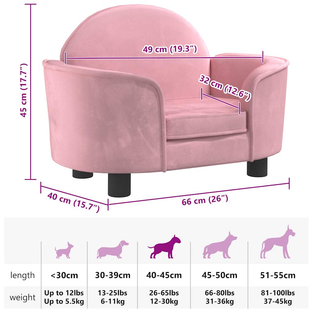 Hondenmand 66x40x45 cm fluweel roze