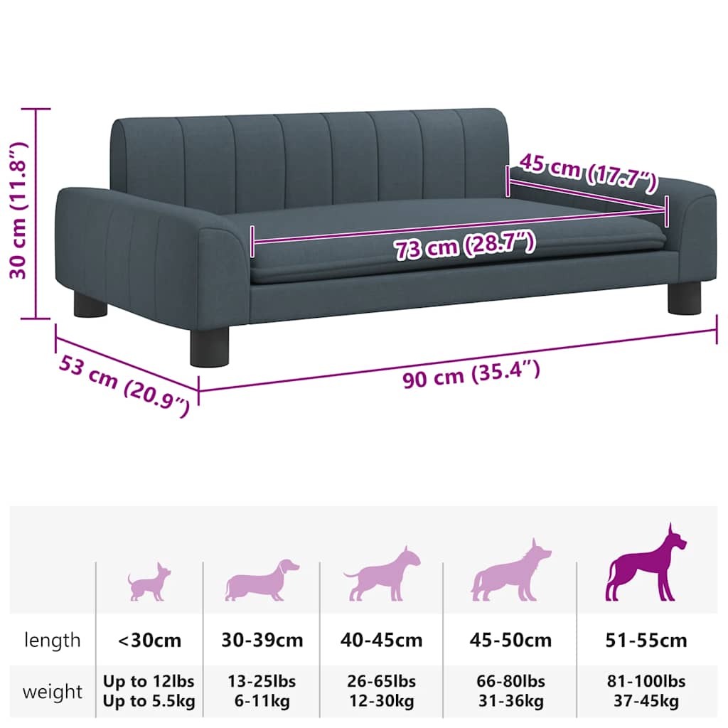 Hondenmand 90x53x30 cm stof donkergrijs