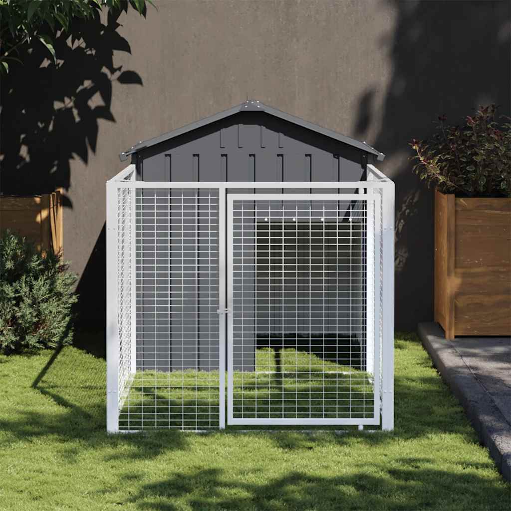 vidaXL Hondenhok met dak 117x201x123 cm gegalvaniseerd staal antraciet