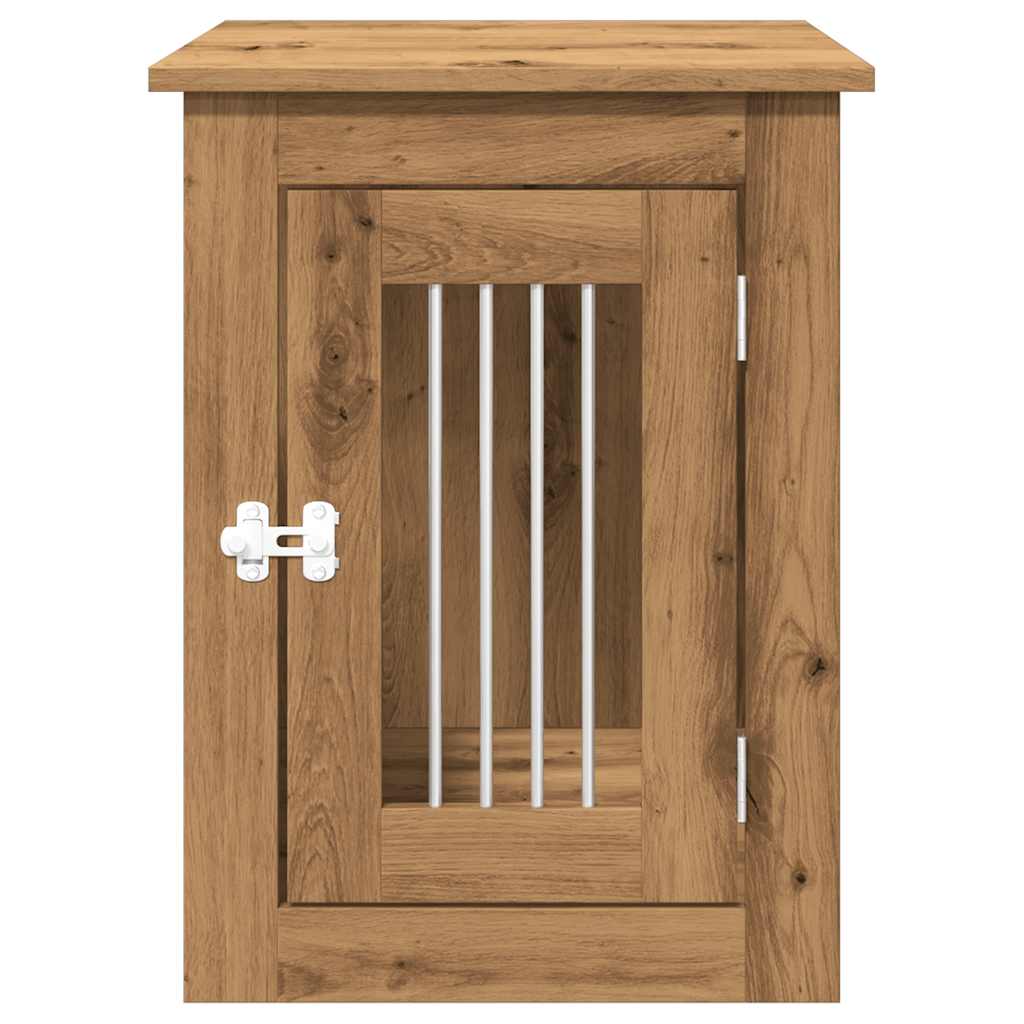 Hondenbench 45x62x59 cm bewerkt hout artisanaal eikenkleurig