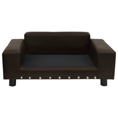 Hondenbank 81x43x31 cm pluche en kunstleer bruin