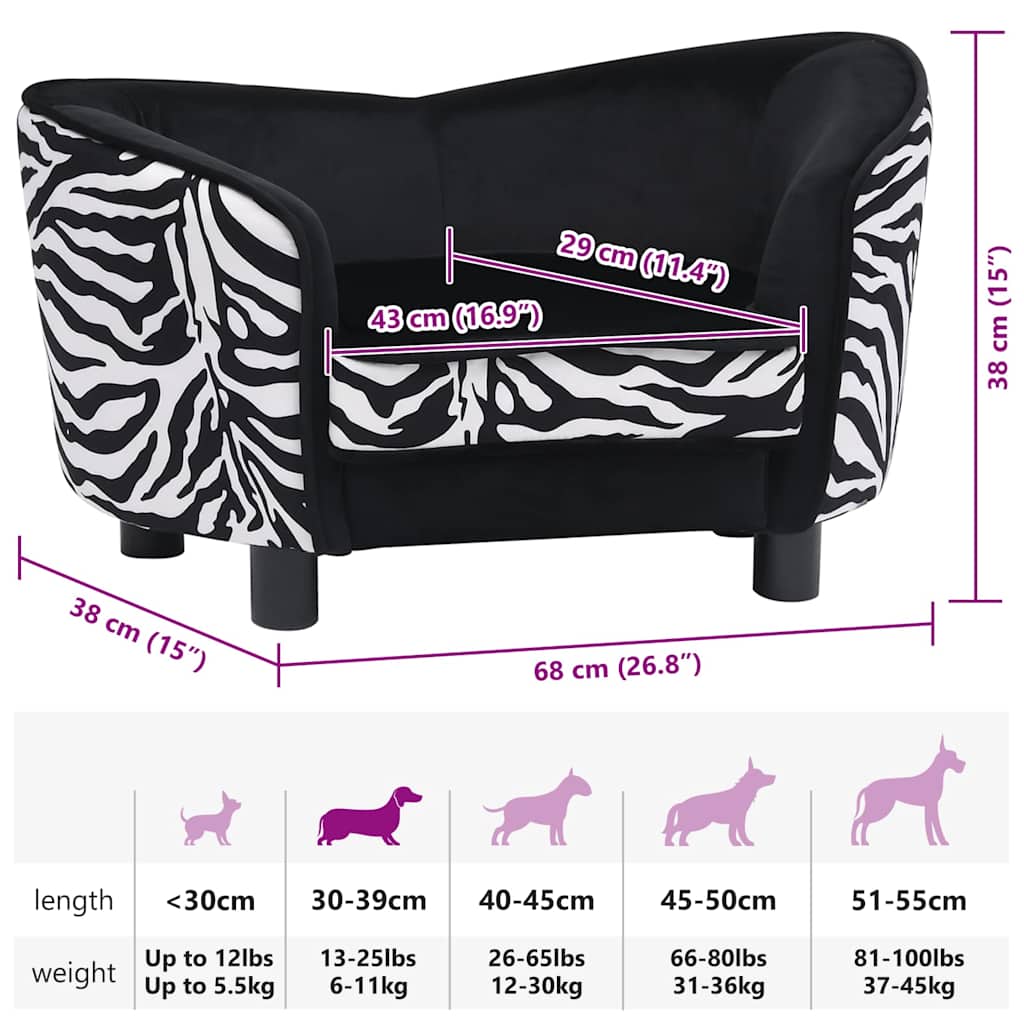 Hondenbank 68x38x38 cm pluche zwart