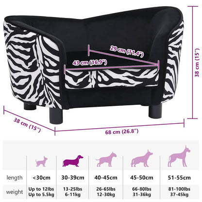 Hondenbank 68x38x38 cm pluche zwart