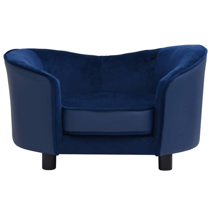 Hondenbank 69x49x40 cm pluche en kunstleer blauw
