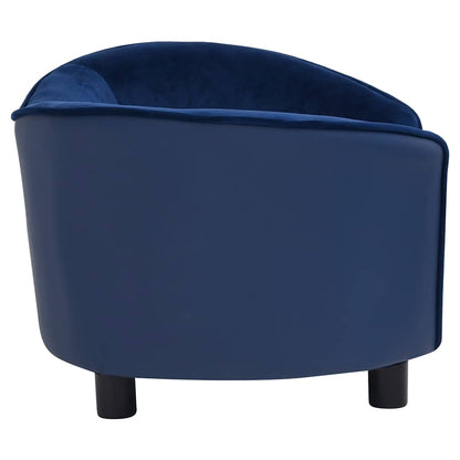 Hondenbank 69x49x40 cm pluche en kunstleer blauw