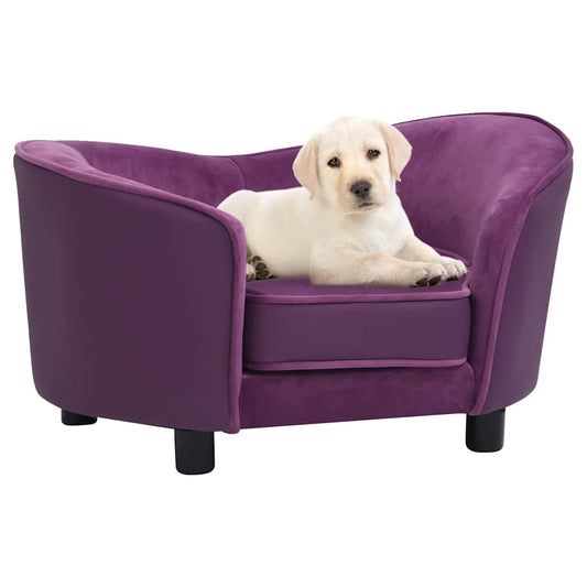 Hondenbank 69x49x40 cm pluche en kunstleer bordeauxrood