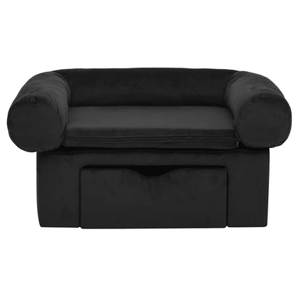 Hondenbank met lade 75x50x38 cm pluche zwart