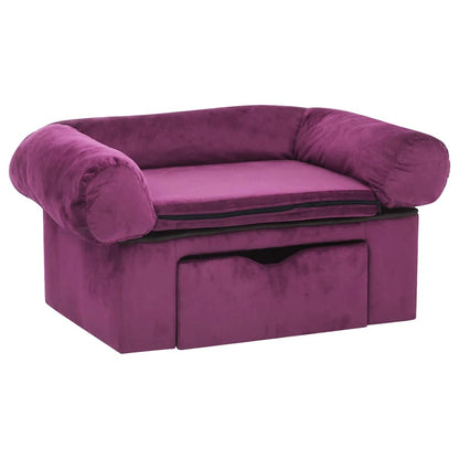 Hondenbank met lade 75x50x38 cm pluche bordeauxrood