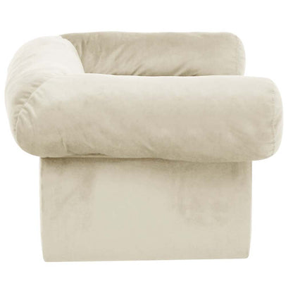 Hondenbank met lade 75x50x38 cm pluche crèmekleurig
