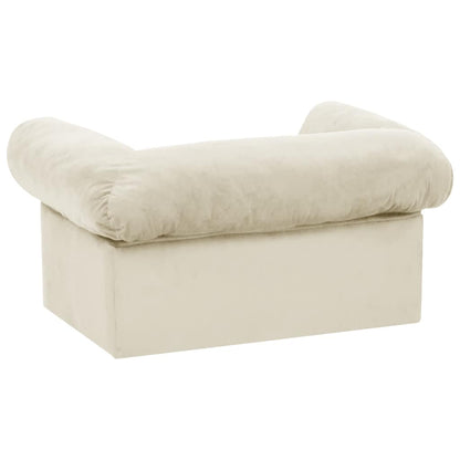 Hondenbank met lade 75x50x38 cm pluche crèmekleurig