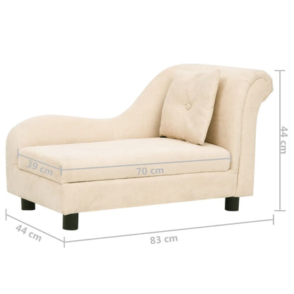 Hondenbank met kussen 83x44x44 cm pluche crèmekleurig