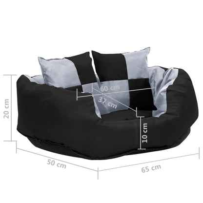 Hondenkussen omkeerbaar en wasbaar 65x50x20 cm grijs en zwart