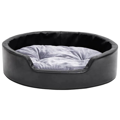 Hondenmand 69x59x19 cm pluche en kunstleer zwart en grijs