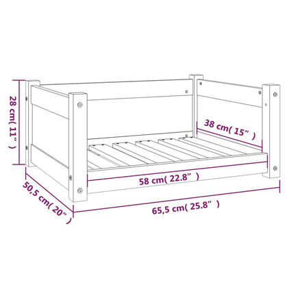 Hondenmand 65,5x50,5x28 cm massief grenenhout wit