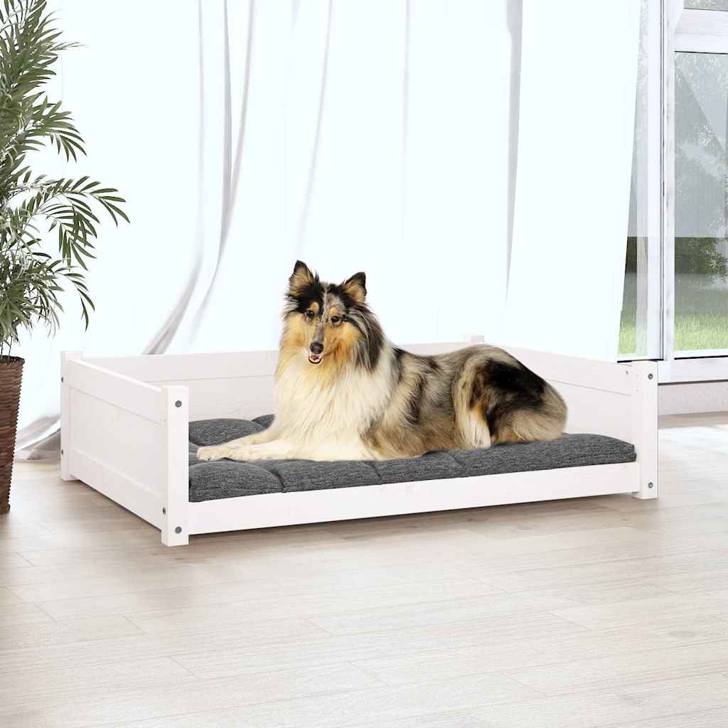 Hondenmand 95,5x65,5x28 cm massief grenenhout wit