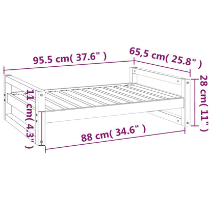 Hondenmand 95,5x65,5x28 cm massief grenenhout wit