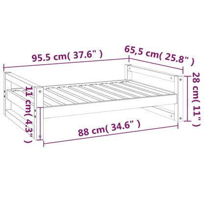 Hondenmand 95,5x65,5x28 cm massief grenenhout zwart