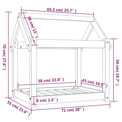 Hondenmand 71x55x70 cm massief grenenhout grijs