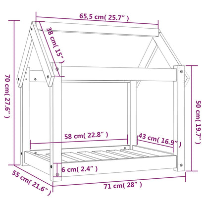 Hondenmand 71x55x70 cm massief grenenhout zwart