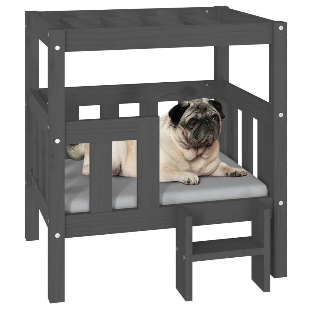 Hondenmand 65,5x43x70 cm massief grenenhout grijs