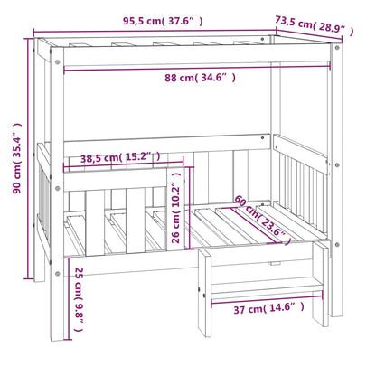 Hondenmand 95,5x73,5x90 cm massief grenenhout zwart