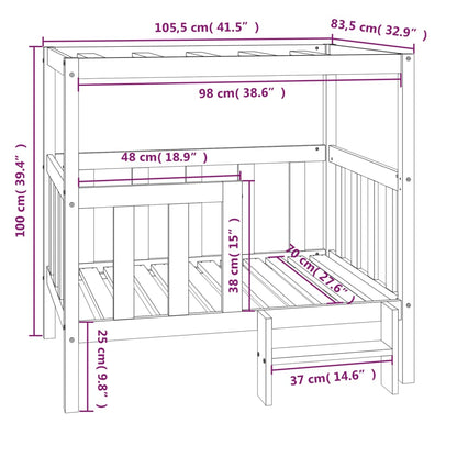 vidaXL Hondenmand 105,5 x 83,5 x 100 cm massief grenenhout honingbruin