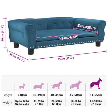 Hondenmand 95x55x30 cm fluweel blauw