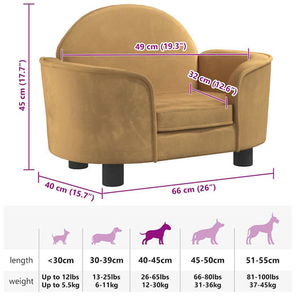 Hondenmand 66x40x45 cm fluweel bruin