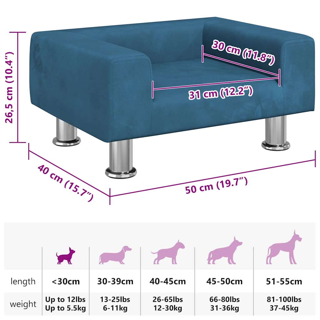 Hondenmand 50x40x26,5 cm fluweel blauw