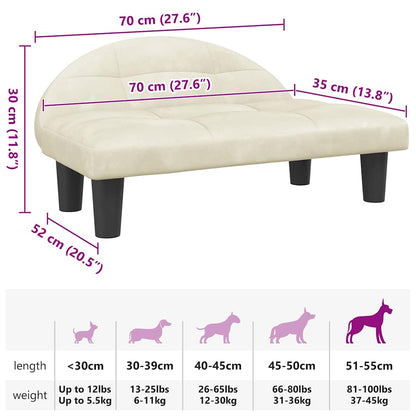 Hondenmand 70x52x30 cm fluweel crèmekleurig