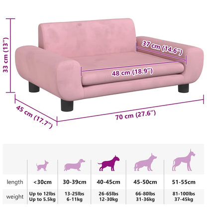 Hondenmand 70x45x33 cm fluweel roze