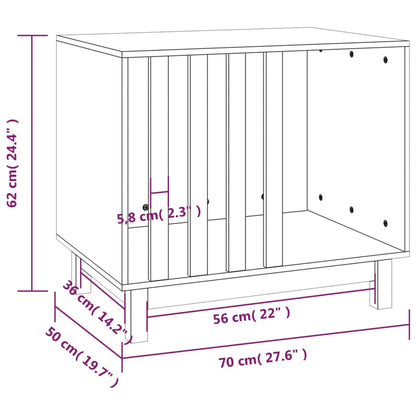 Hondenhok 70x50x62 cm massief grenenhout wit