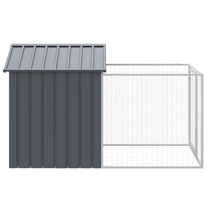 vidaXL Hondenhok met dak 117x201x123 cm gegalvaniseerd staal antraciet