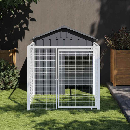 vidaXL Hondenhok met dak 117x201x123 cm gegalvaniseerd staal antraciet