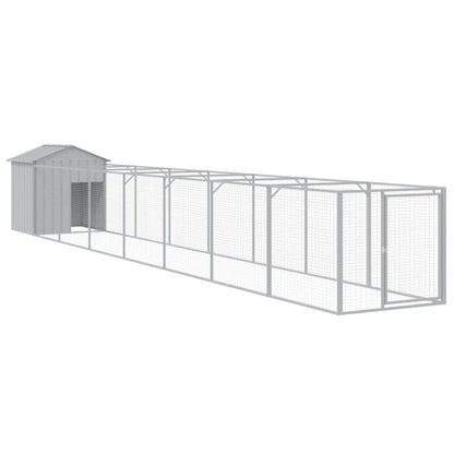 Hondenhok met dak 117x813x123 cm staal lichtgrijs