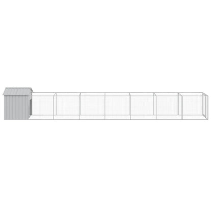 Hondenhok met dak 117x813x123 cm staal lichtgrijs