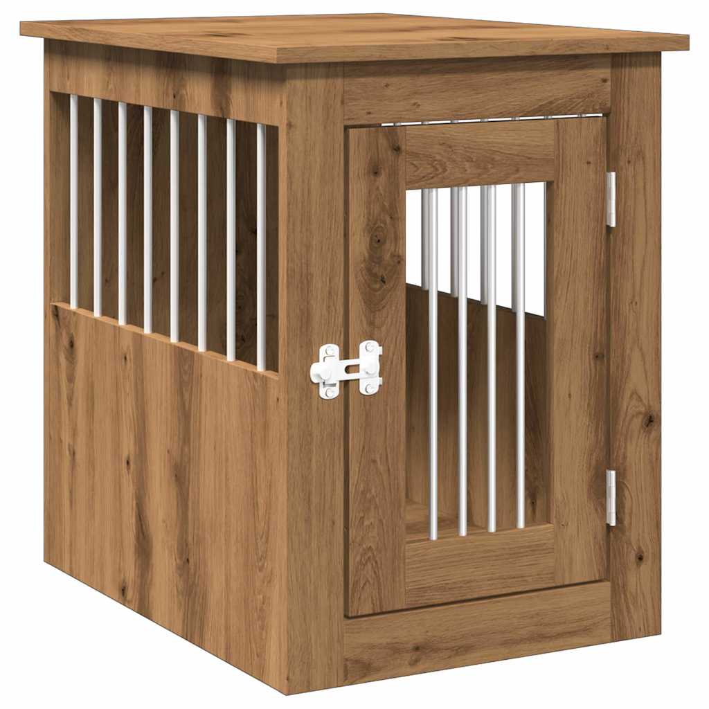 Hondenbench 45x62x59 cm bewerkt hout artisanaal eikenkleurig