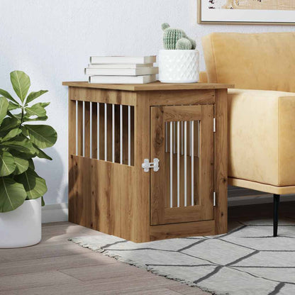 Hondenbench 45x62x59 cm bewerkt hout artisanaal eikenkleurig