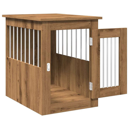 Hondenbench 45x62x59 cm bewerkt hout artisanaal eikenkleurig